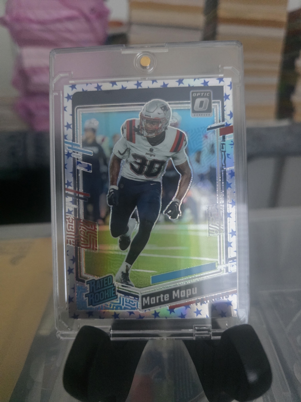 Marte Mapu Panini Football Trading Card - Blue, White, Silver Stars Design